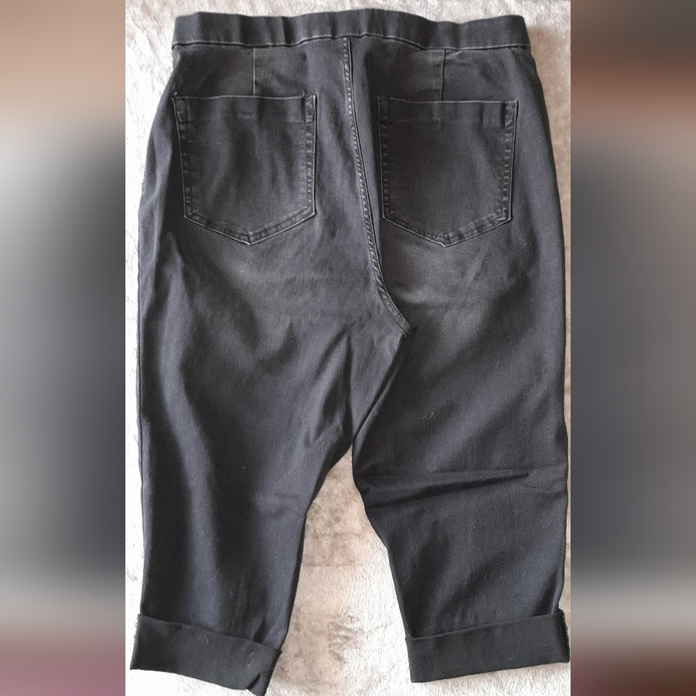 NOBO Super High Rise Capris Black Denim like XXL 19 - Picture 3 of 4